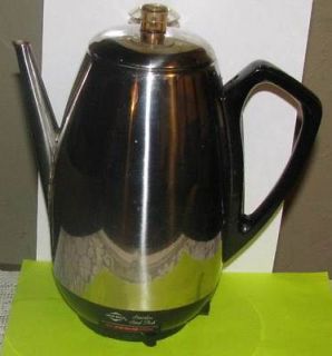 West Bend Stainless Coffee Maker Electric Percolator Pot VTG 60 70s
