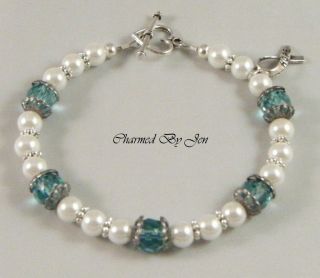 OVARIAN CANCER Awareness Pearl & Czech Glass Bracelet w/ HOPE Charm