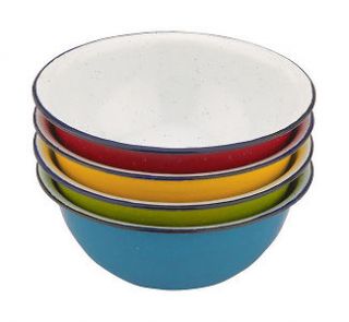 West Bend SMALL METAL POPCORN BOWLS 4 Pack Enamelware 6.25 x 2.5 NEW