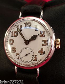 SERVICED 1915 CYMA TAVANNES SWISS STERLING SILVER WIRE LUG TRENCH