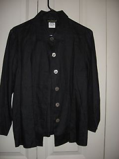 Harve Benard Black Linen Jacket Womens Sz 14P 6 Buttons Very Cute
