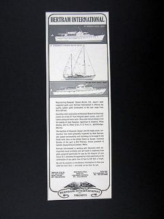 Bertram 85 & 90 ft Diesel Yachts 58 ft Motor Sailer 1966 print Ad