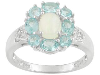 Oval Opal, Blue Apatite & White Topaz .925 Sterling Silver Ring   JTV