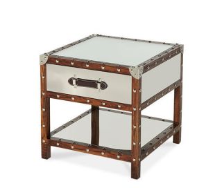 Bethel Ultra Contemporary Venetian Mirrored Nightstand End Table w