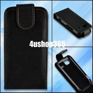 BLACK LEATHER POCKET CASE COVER FOR HTC 7 MOZART HD3