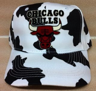 CUSTOM CHICAGO BULLS 2 TONE SNAPBACK HAT CAP FLAT BILL COW PRINT WHITE