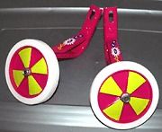 Bicycle Training Wheels For 16 Bikes   Pink & Yellow Wheels