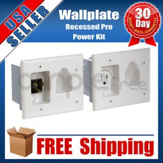 TV Power Cord Cable Wire Pass Through White Wall Plate Pro Install Kit