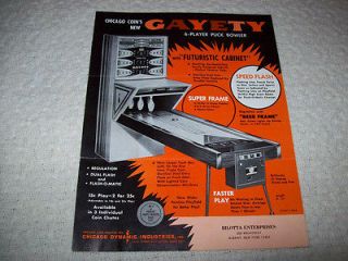 COIN GAYETY PUCK BOWLER SHUFFLE ALLEY GAME SALES FLYER BROCHURE 1970