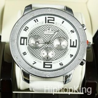 BLING ICY BIG FACE ANALOG DIAL HIP HOP LEATHER BAND CUSTOM WATCH
