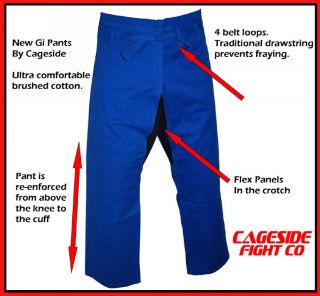 BJJ Gi Pants (BLUE)   By Cageside * PLAIN , blank, no logo jiu jitsu