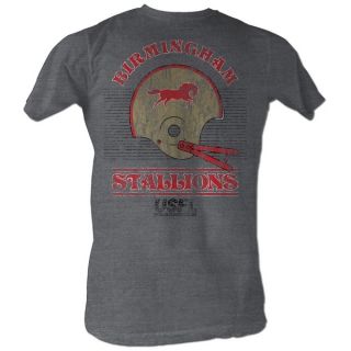 New Authentic USFL Birmingham Stallions Mens T Shirt in Gray 