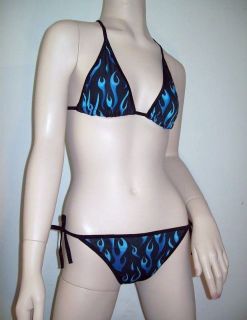 California cut half back 2 piece side tie string bikini set  Blue