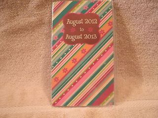 August 2012   August 2013 Stripes, Flowers and Dots Pocket Calendar