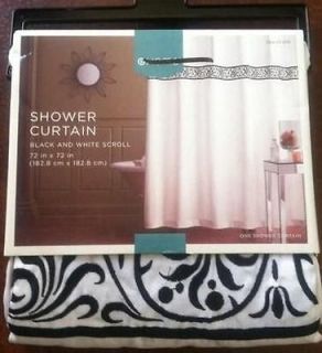 New Target Home Black and White Scroll Shower Curtain