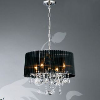 New Glass Crystal 4 Lamps 40w Fabric Shade Chandelier 4 Colors Black