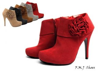FMJ shoes S17 Elegant Flower Women Shoes High Heel Ankle Boots