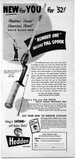 1952 Vintage Ad Heddon Number One Deluxe Pal Spook Fishing Rods