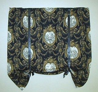 French Country Adjustable Tie Up Fabric Curtain Shade Waverly Vignette