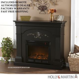 Salerno Black Electric Fireplace Mantel TV Stand Holly & Martin