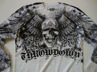 Throwdown by Affliction Mens LS Thermal Shirt WASP White SELECT