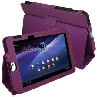 Skque Leather Folio Cover Case for Toshiba Thrive AT105 Purple