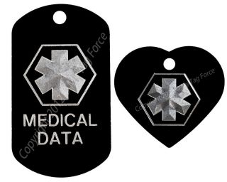 custom Medical ID tag necklace & bracelet Identification , alert