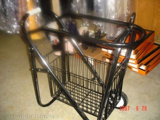 Black Travel Saddle Rack Stand Wheels Basket Western English Barrel
