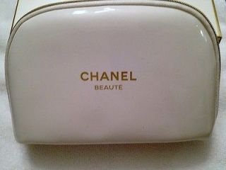 CHANEL Camelia Beaute White Makeup Cosmetic Makeup Patent Bag Free US
