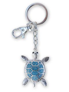 Baby Blue Sea Turtle Sparkling Charm Bling Key Chain