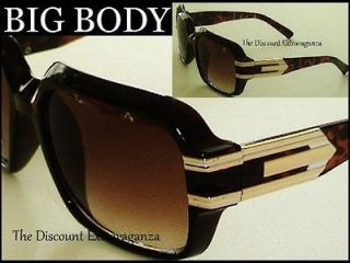 Big Body DJ Style Run Dmc Tortoise Brown Sun Glasses w/Gold Metal