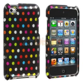Rainbow Polka Dot Black Hard Case Cover Accessory for iPod Touch 4th