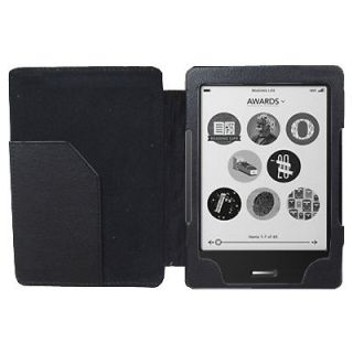 S2 Black leather case cover wallet pouch for Kobo Glo eReader