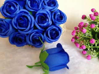 100X Silk Flower Head Blue Roses Heads Artificial Flower wholesale
