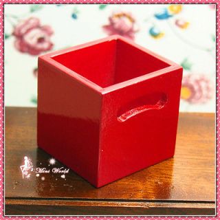 Dollhouse Miniature 112 Toy bedroom A wooden red Storage Box L3.6cm