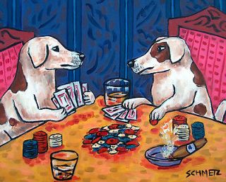 Jack russell TERRIERS gambling poker 11 oz dog art Mug