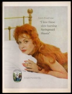 1960 Connie Russell in bed photo Springmaid sheets fabrics vintage