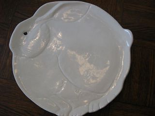 Flat Earth Handcrafted Pottery Rabbit Shape Platter   Incised & Raised
