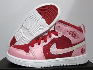 NEW YOUTH JORDAN 1 MID FLEX PS KIDS [555111 607] Ion Pink Gym Red