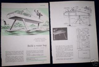 VINTAGE 1968 PLANS~WOODEN WATERBUG/WATER SKIER BOAT MODEL