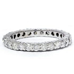 Real 1.00CT Round Diamond Eternity Wedding Ring 14K White Gold Womens