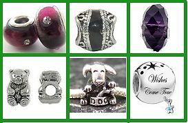 Types of Charm Beads for European Style Bracelet Dog Bear Purple Bling