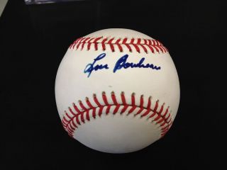Lou Boudreau Signed Autograph MLB Baseball Boston Red Sox Blue Ink W