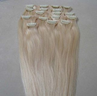  26 Human Hair Clips In Extensions8Pcs105g #60 White Blonde