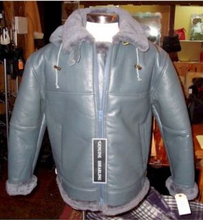 Mens Sheeskin B3 Bomber Jacket in Grey Nappa w/ Grey Fleece