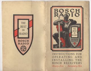 VINTAGE Ephemera ~ BOSCH RADIO INSTRUCTIONS 1927 66 76 MODELS 23 PGS