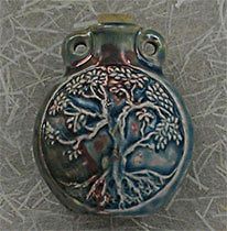 Raku Ceramic Bottle/Necklac e, Tree of Life Design, New