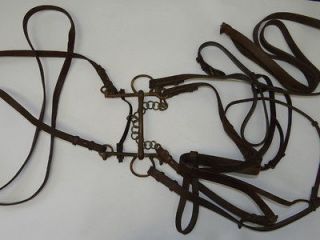 Antique Old Metal Brass Leather Equestrian Horse Bit Tack Equipment