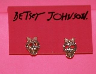 Newly listed Betsey Johnson Crystal Skull Stud Earrings