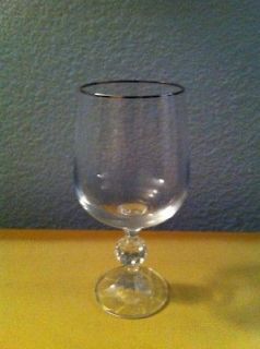Import Assoc Crystal Claudia Platinum Rim Wine Glass Bohemia Czech